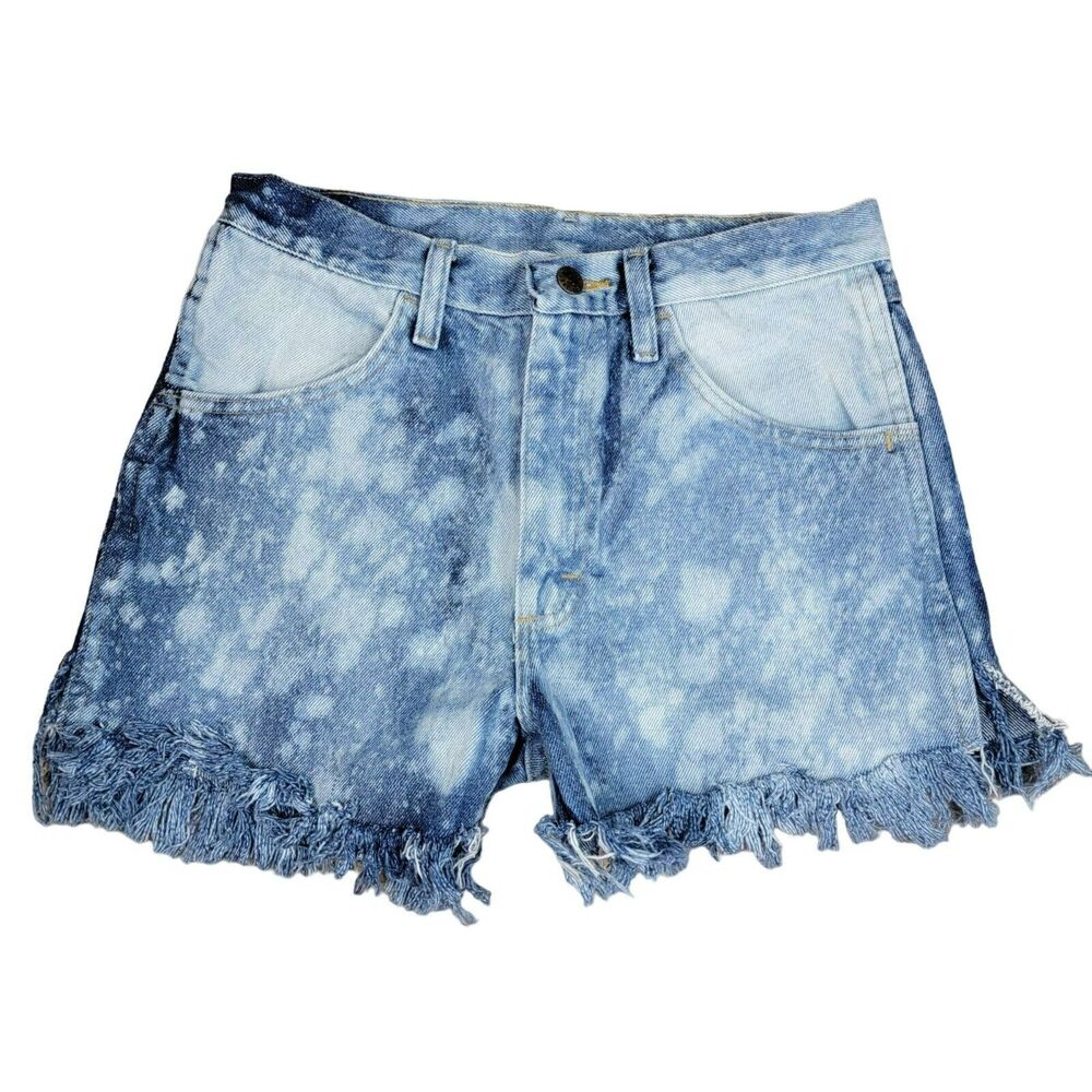 Rustler Jean Shorts Womens Sz 10 Blue Bleached‎ 2.75" Denim Cut Off High Rise